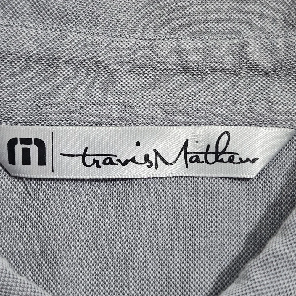 TravisMathew Mens Grey Striped‎ Pima University of Wiscosnin Golf Polo Shirt L